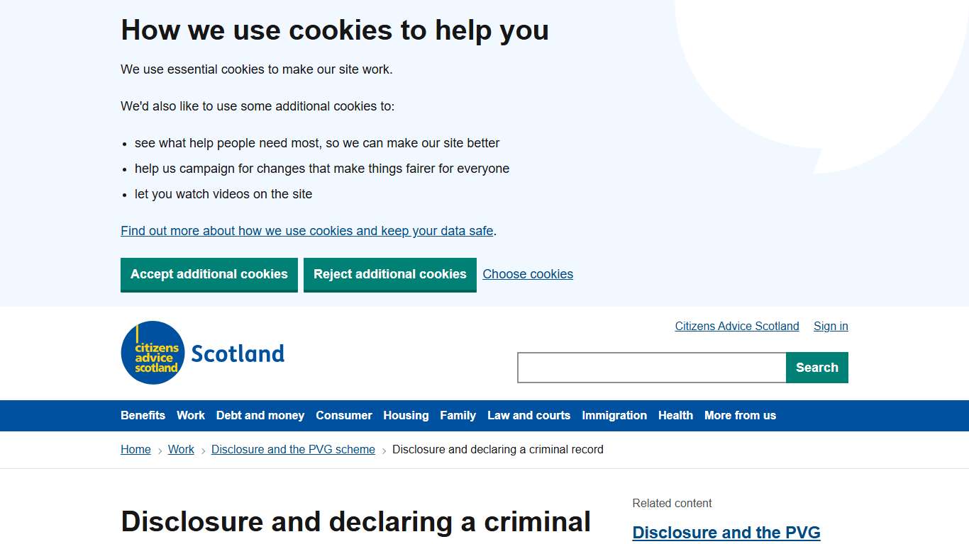 Disclosure and declaring a criminal record - Citizens Advice